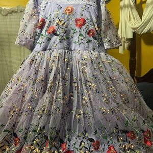 Lavender Floral Embroidered Dress - Brand:  JessaKae